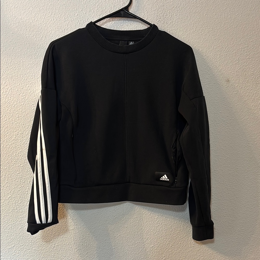 Adidas Black Sweatshirt with White Stripes